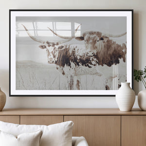 Longhorn Wall Art Canvas Print – Framed Western Cow Rustic