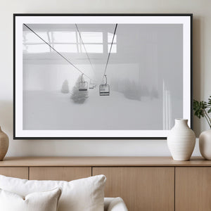 Ski Lift Wall Art Canvas Print – Snowy Alpine Landscape