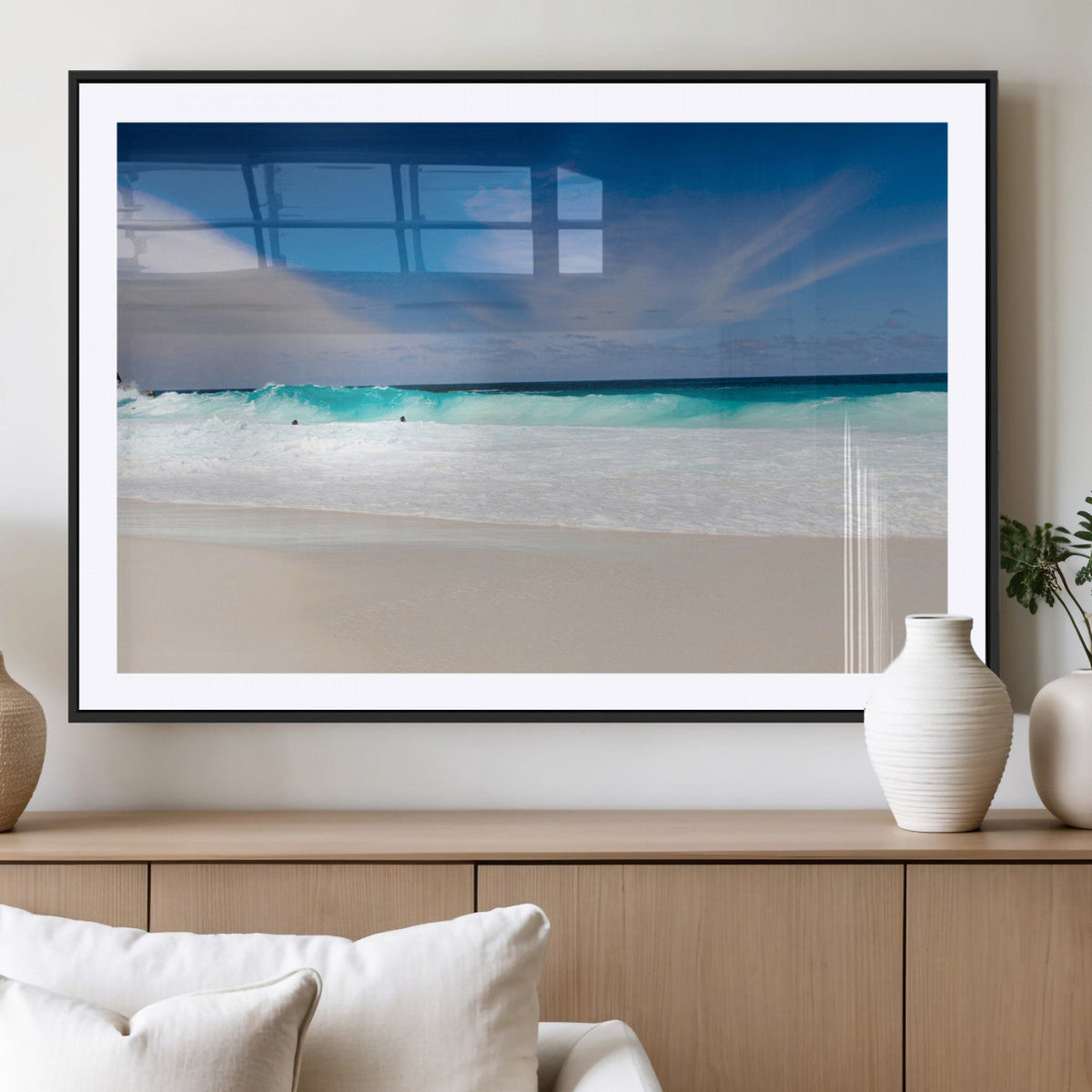 Ocean Breeze Wall Art Canvas Print, Aqua Waves and Coastal