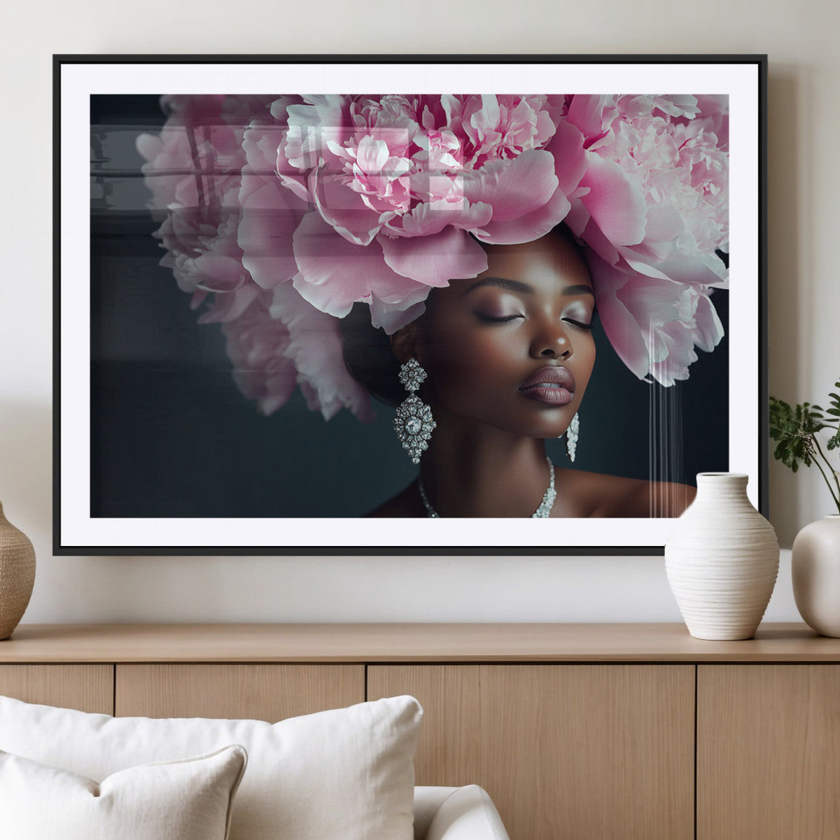 Black Beauty Petal Crown Wall Art Canvas Print – Floral