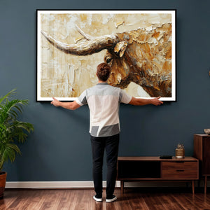 Rustic Longhorn Bull Wall Art Canvas Print – Vintage Western