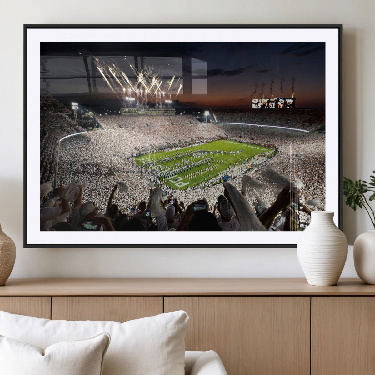 Penn State Stadium Wall Art – White Out Football Game Canvas