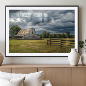 Rustic Stormy Barn Wall Art Canvas Print, Moody Country Farm