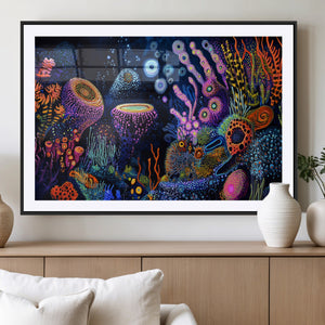 Vibrant Neon Coral Reef Wall Art Canvas Print, Colorful