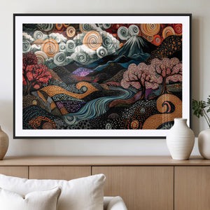 Whimsical Abstract Landscape Wall Art Canvas Print, Colorful