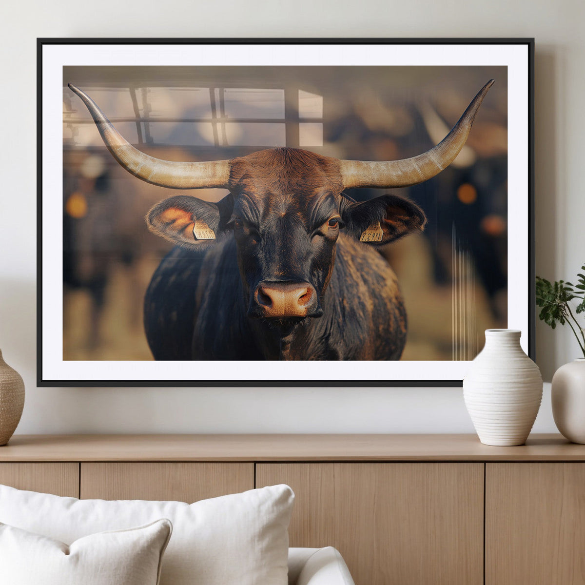 Majestic Texas Longhorn Bull Rustic Farm Animal Strong