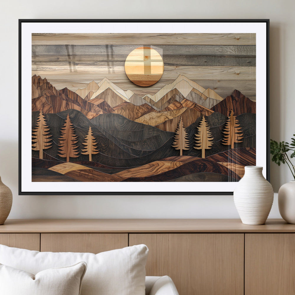Wood Mountain Wall Art Canvas Print – Layered Forest and