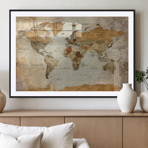 World Map Canvas Print – Detailed Map of the World Wall Art