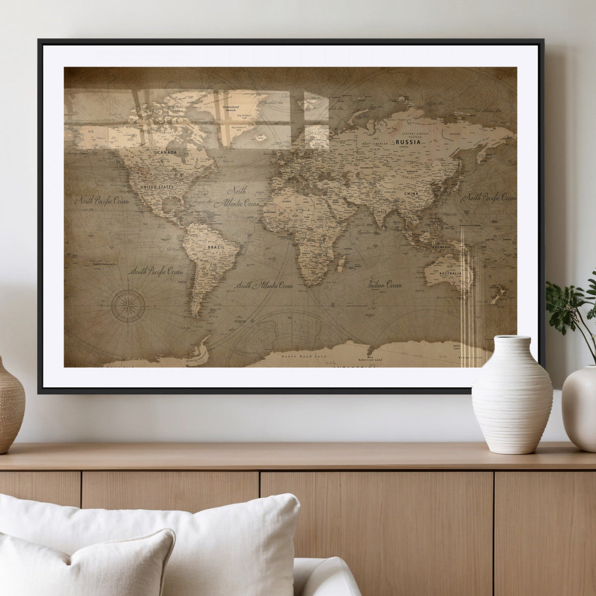 World Map Canvas Print – Framed Travel Map Wall Art for