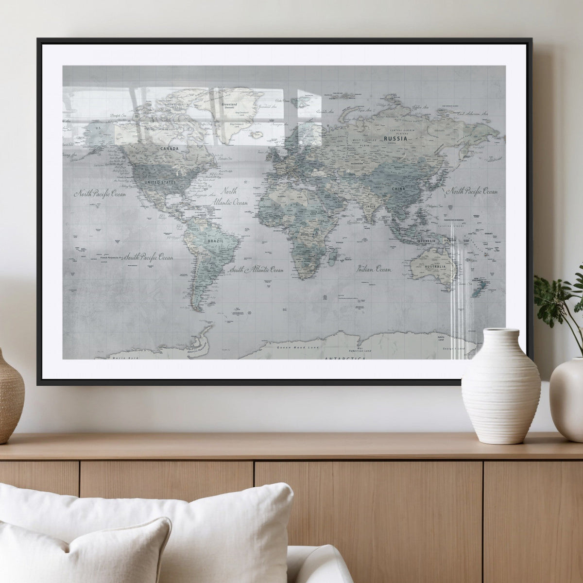 World Map Canvas Print – Detailed Map of the World Wall Art