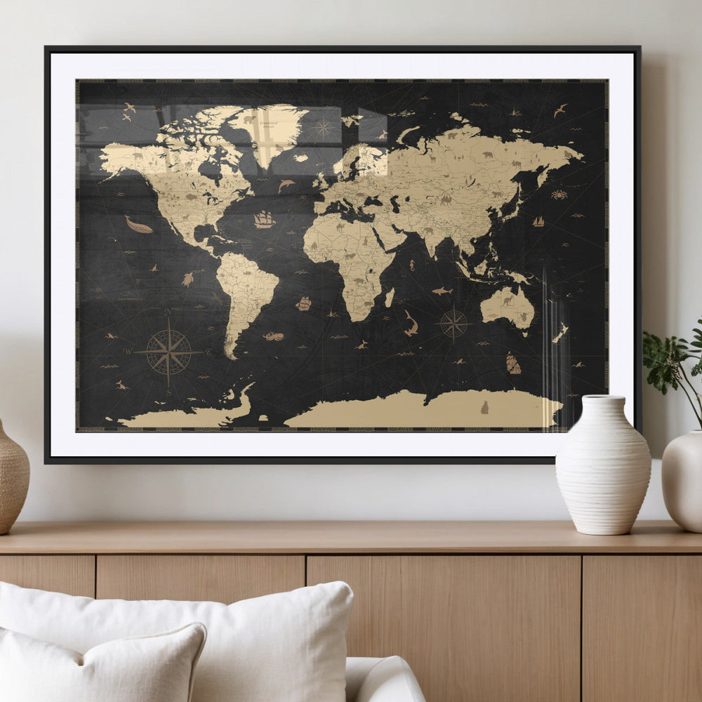 World Map Canvas Print – Detailed Map of the World Wall Art