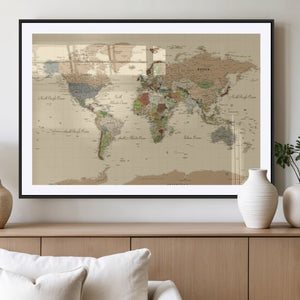 Extra Large World Map Canvas Print – Detailed Map of the