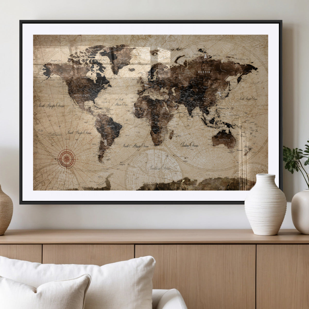 World Map Wall Art Canvas Print