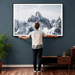 Snowy Mountain Range Canvas Print, Alpine Peaks Landscape