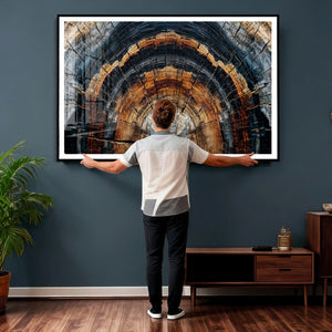 Abstract Wood Grain Canvas Print, Tree Ring Pattern Wall