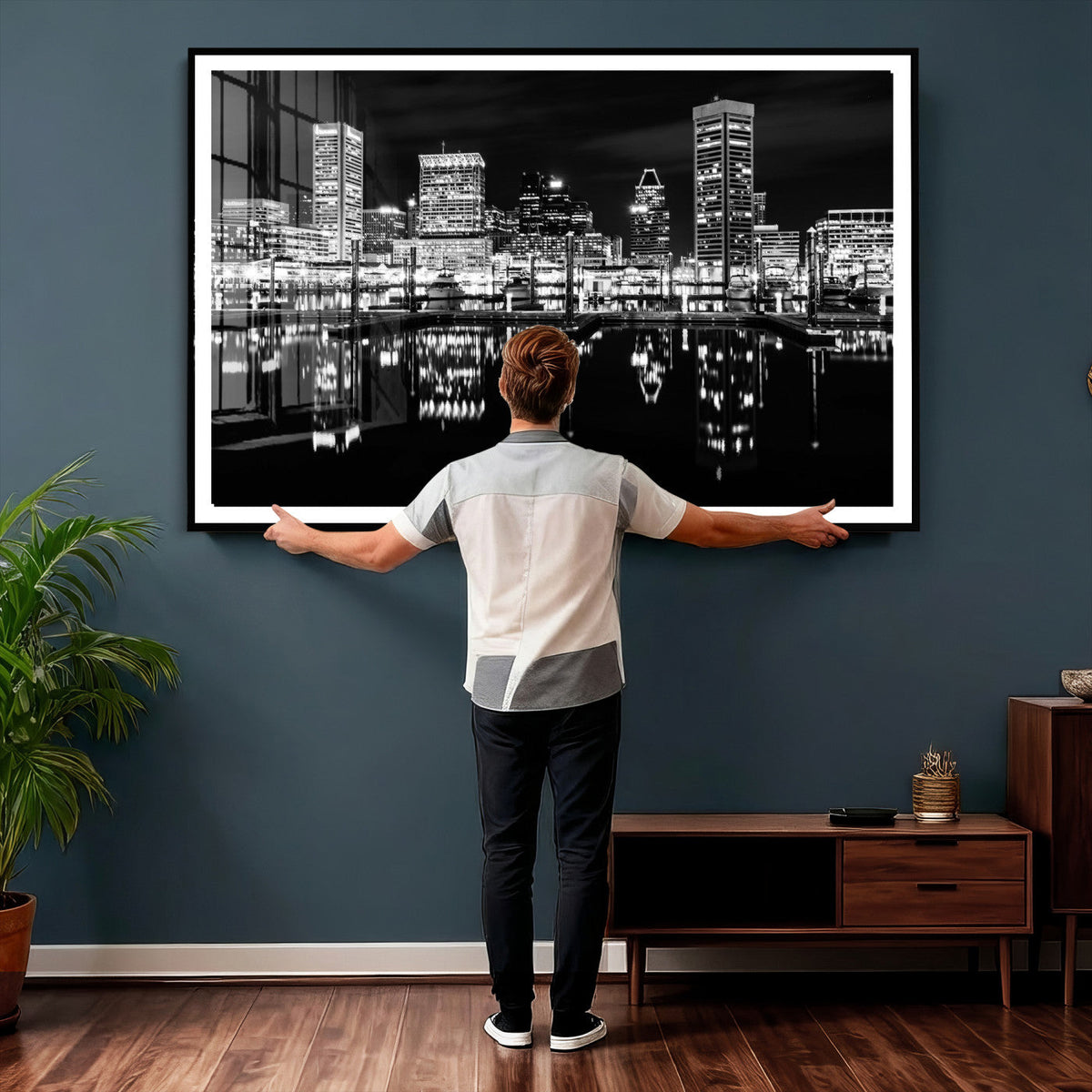 Baltimore Skyline Wall Art Canvas Print, Baltimore Downtown