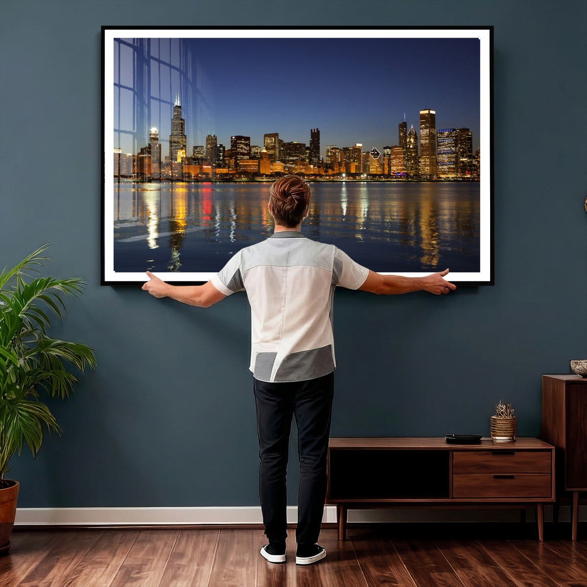 Chicago Wall Art Canvas Print - Chicago City Downtown Night