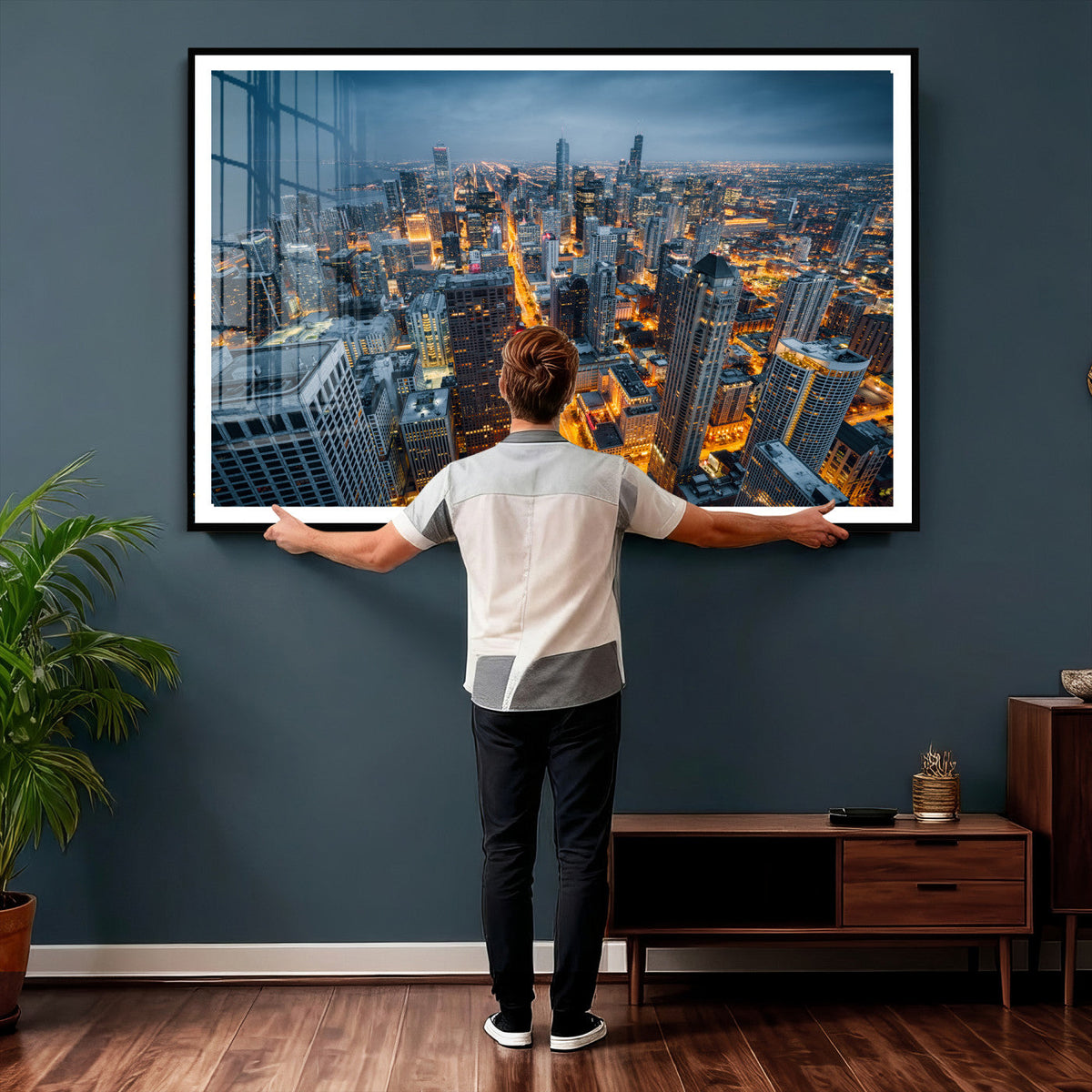 Chicago Wall Art Canvas Print - Chicago City Downtown Night