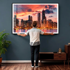 Chicago Wall Art Canvas Print - Chicago City Downtown Night