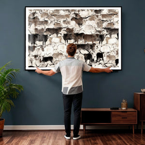 Abstract Texas Longhorn Print - Longhorn Herd Print for