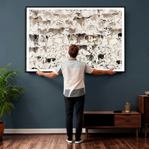 Abstract Texas Cow Canvas Print for Cabin and Western Home