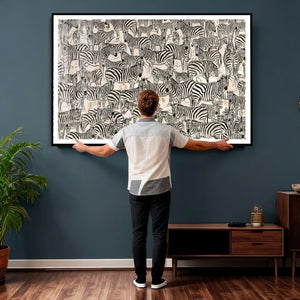 Abstract Zebra Wall Art Canvas Print for Farmhouse Decor