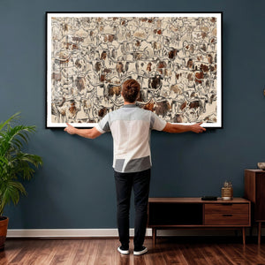 Abstract Longhorn Wall Art Canvas Print - Farm Animal
