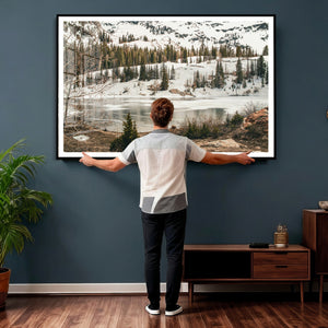 Snowy Mountain Landscape Wall Art Canvas Print, Alpine Pine