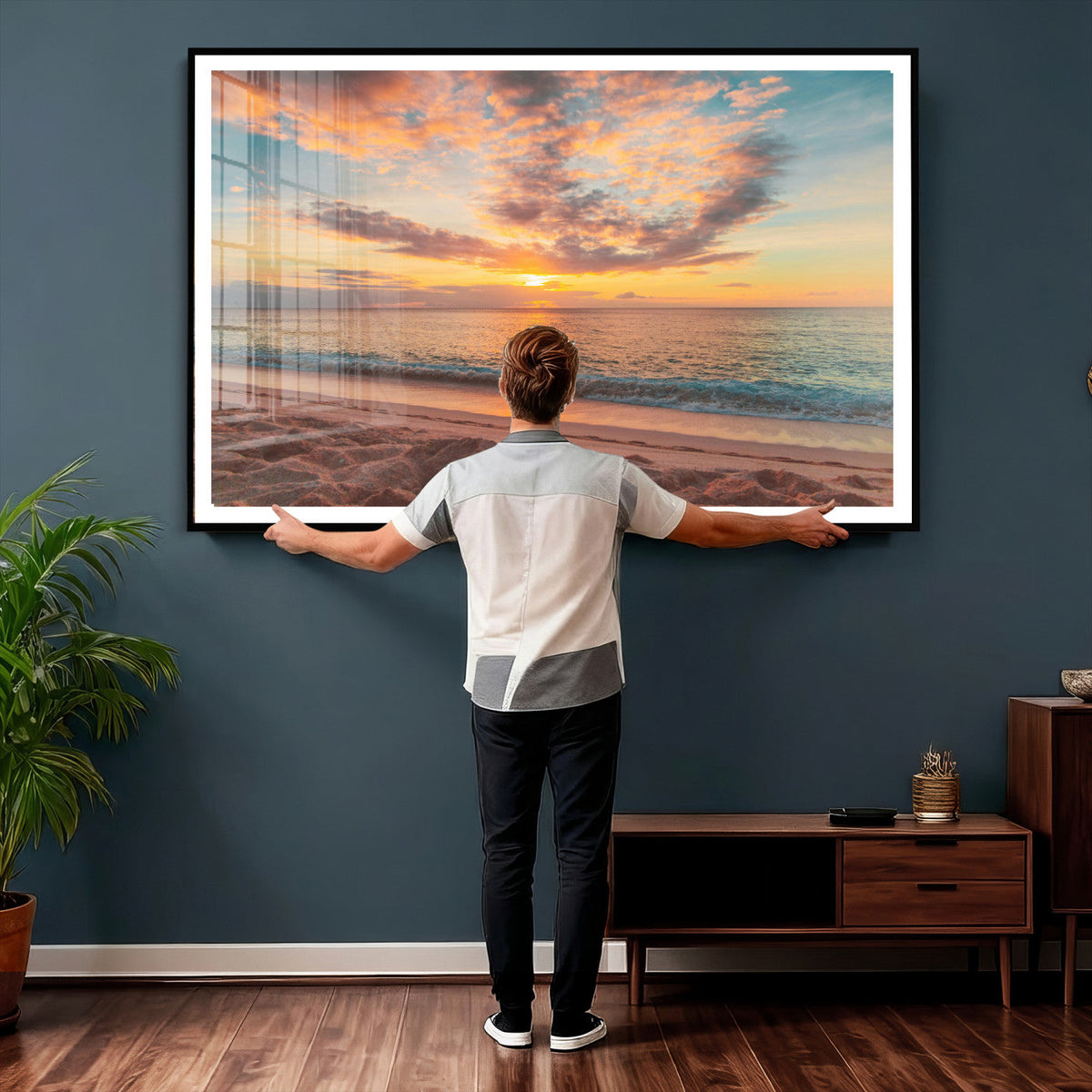 Sunset Beach Wall Art Canvas Print – Soft Coastal