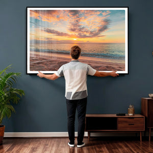 Sunset Beach Wall Art Canvas Print – Soft Coastal