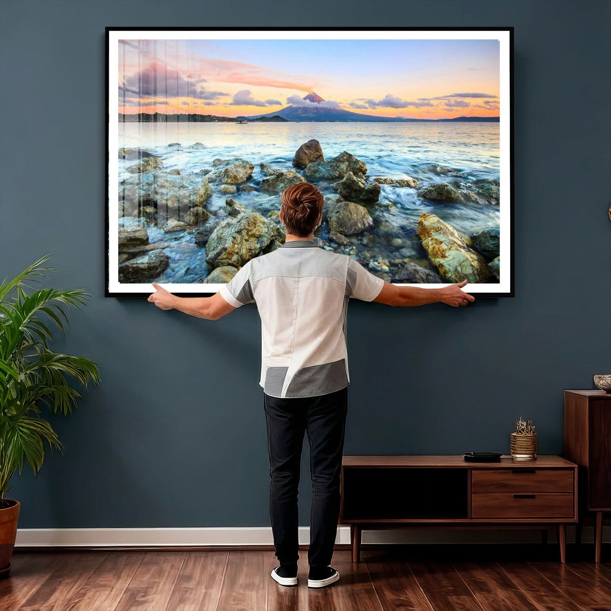 Mayon Volcano Seascape Wall Art Canvas Print, Tropical Ocean