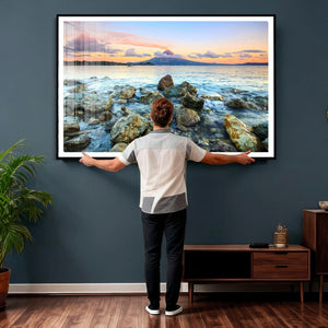 Mayon Volcano Seascape Wall Art Canvas Print, Tropical Ocean