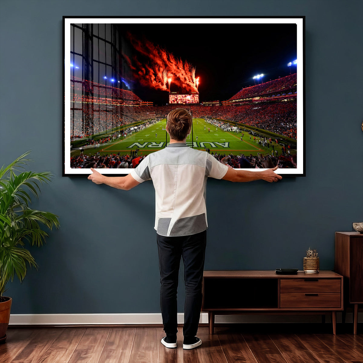 Auburn Stadium Wall Art Canvas Print, College Football Night