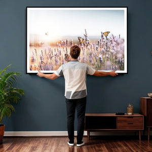 Lavender Field Wall Art Canvas Print, Butterfly Floral