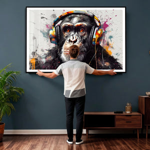 Dj Monkey Wall Art Canvas Print – Colorful Pop Art Banksy