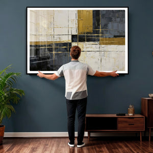 Abstract Gold and Black Wall Art Canvas Print – Modern