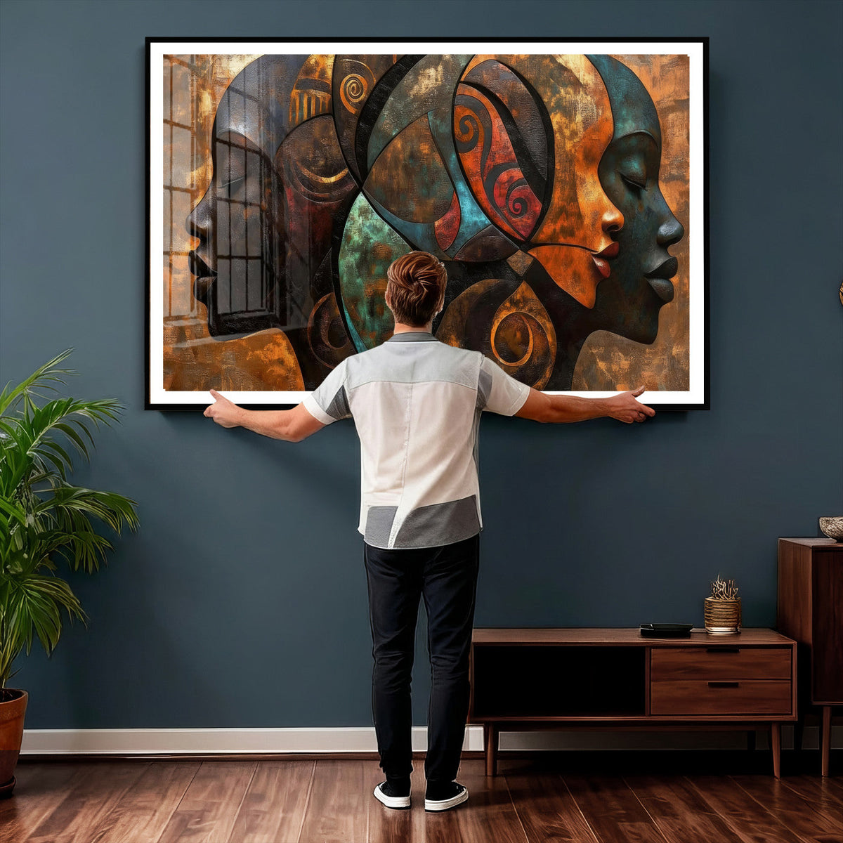 Abstract Afro American Women Wall Art Canvas Print