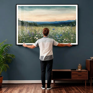 Wildflower Meadow Oil Painting Canvas — Daisy Lavender