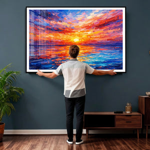 Colorful Knife Ocean Sunset Canvas — Orange Pink Teal