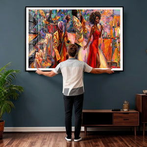 African American Jazz Singer Canvas Art — Red Dress Black