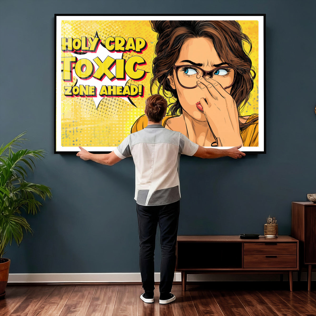 Pop Art Print Bathroom Sign Wall Art Canvas Print — Funny