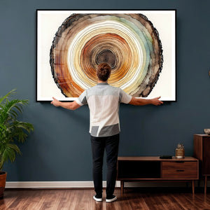 Natural Wood Slice Wall Art Canvas Print, Tree Ring Wall