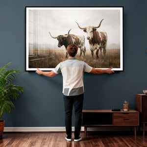 Texas Longhorn Canvas Wall Art Western Bull Desert Moody