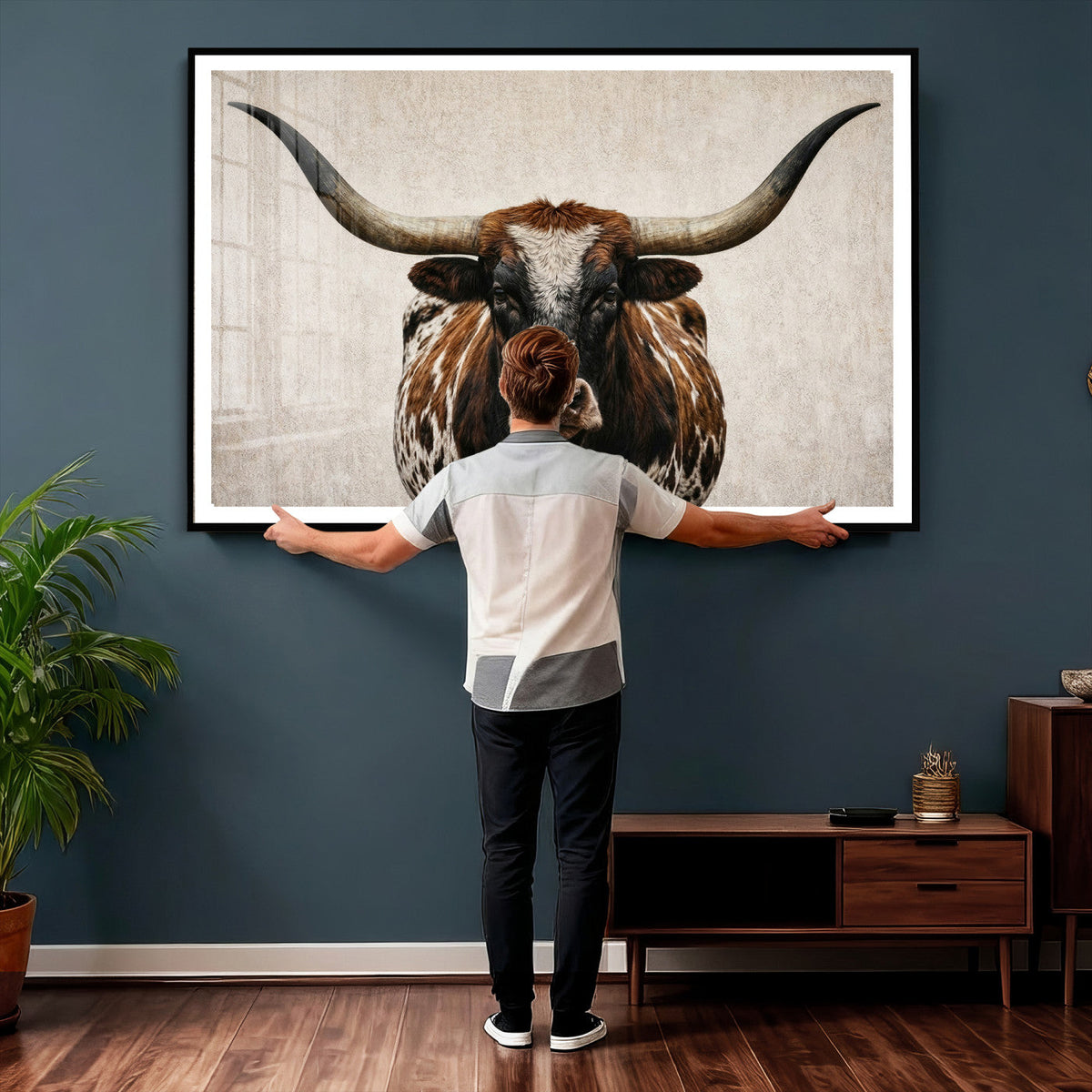 Texas Longhorn Canvas Wall Art Western Bull Desert Moody