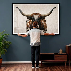 Texas Longhorn Canvas Wall Art Western Bull Desert Moody