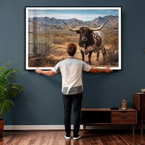 Texas Longhorn Canvas Wall Art Western Bull Desert Moody