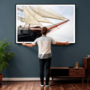 Sailboat Wall Art Canvas Print, Vintage Ship Bow Framed