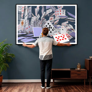 Playing Cards Canvas Wall Art | Casino Game Room Decor,
