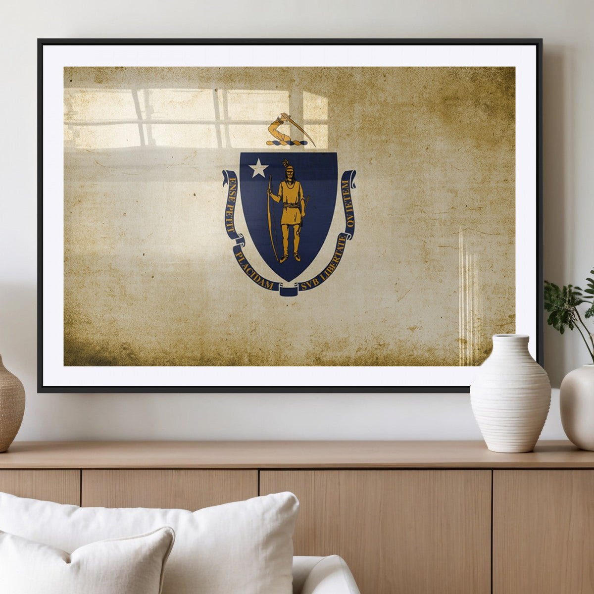 Massachusetts Flag Wall Art Canvas Print