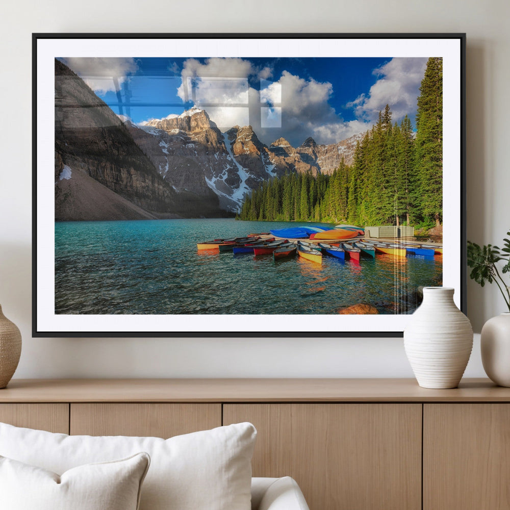 Moraine Lake 3-Panel Wall Art, Majestic Mountain and Lake